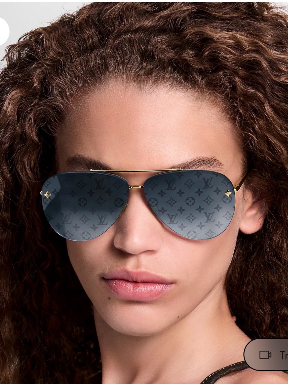 Louis Vuitton Gold-Tone Aviator Sunglasses with Blue Monogram Lenses